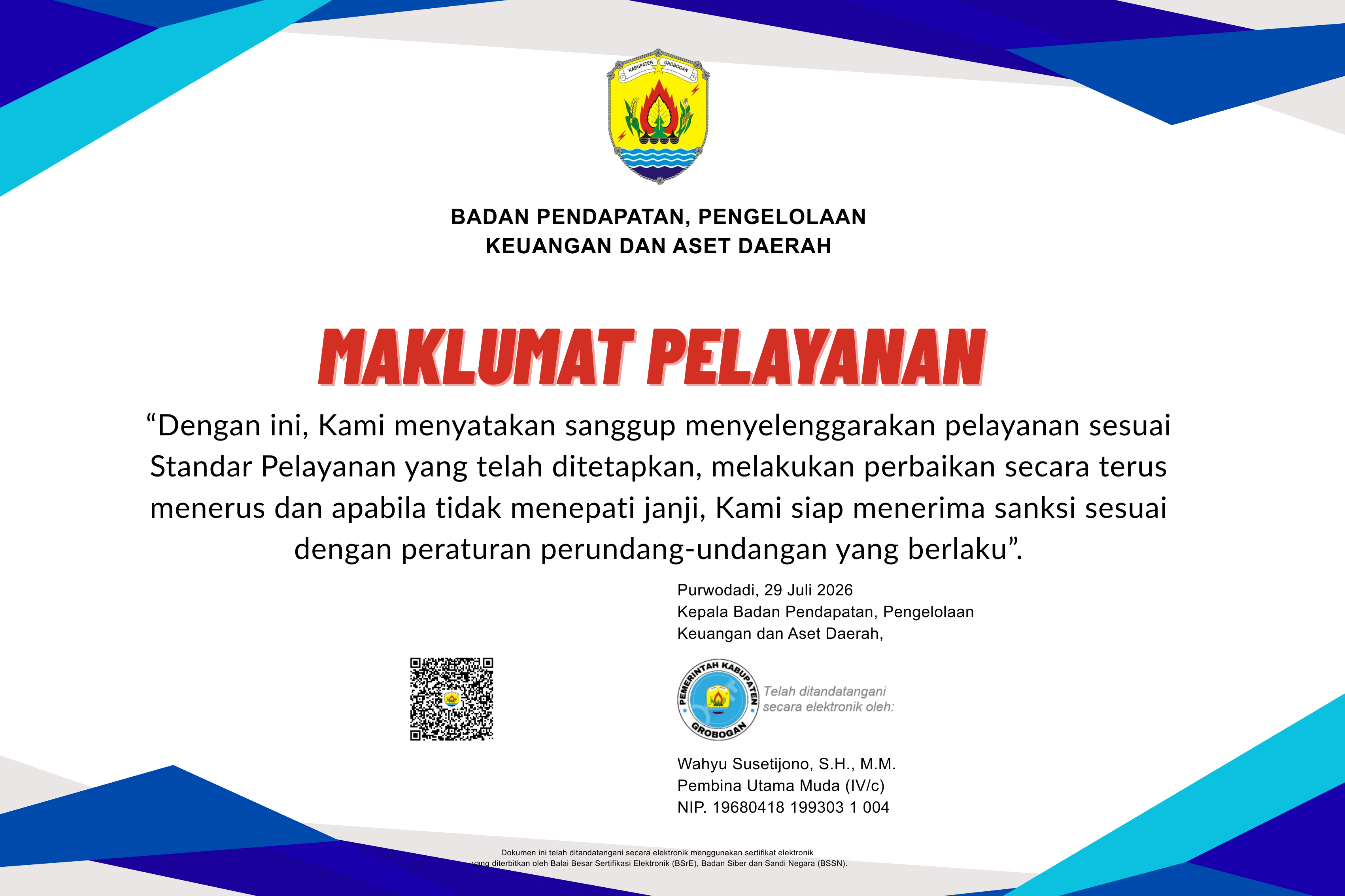 Maklumat Pelayanan BPPKAD